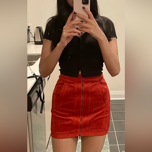 BCBGMAXAZRIA Faux Suede Mini Skirt - Picture 2 of 7